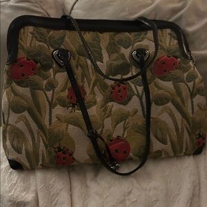Brighton Canvas Ladybug Tote in Red, Green and Black